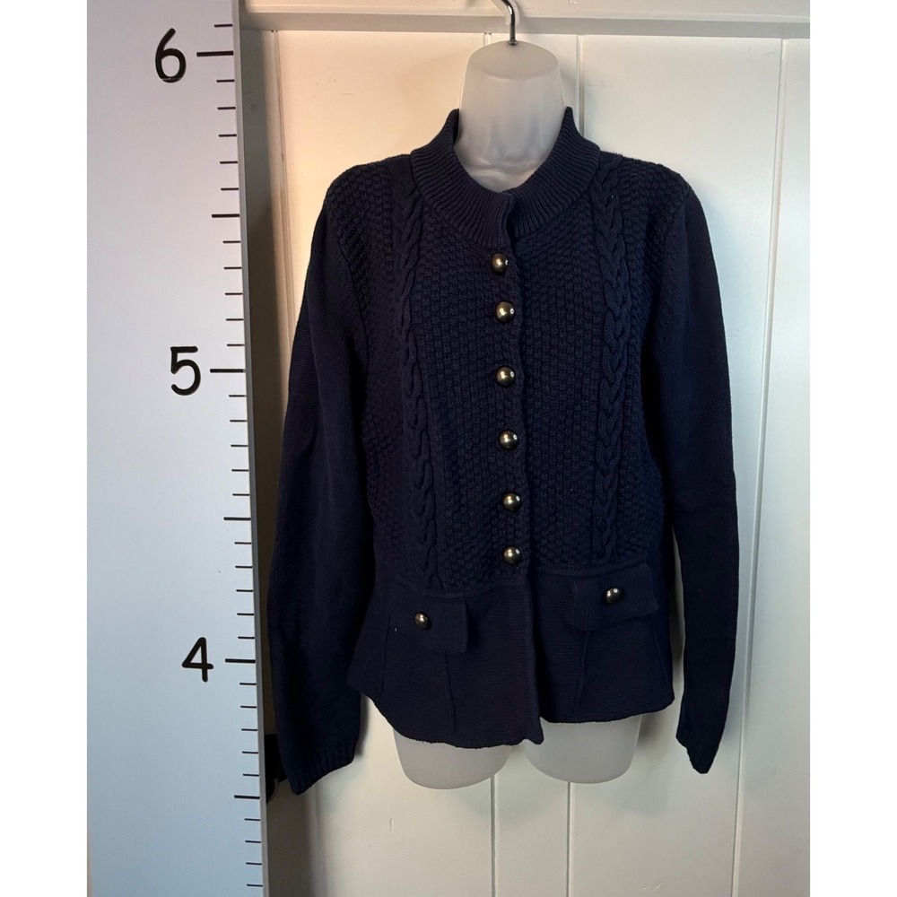 Apt. 9‎ Nautical Dark Blue & Buttons Cardigan Sweater Faux Pockets Women Large